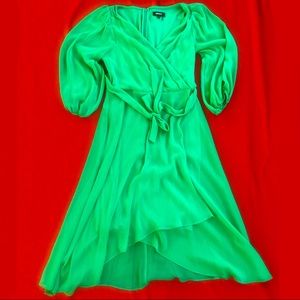 DKNY Bright Apple Green Chiffon Balloon Dress